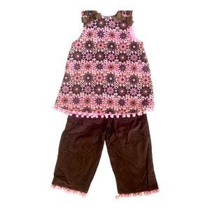 SMARTIE BRITCHES Vintage Boutique Pink & Brown Pant Set - Size 5